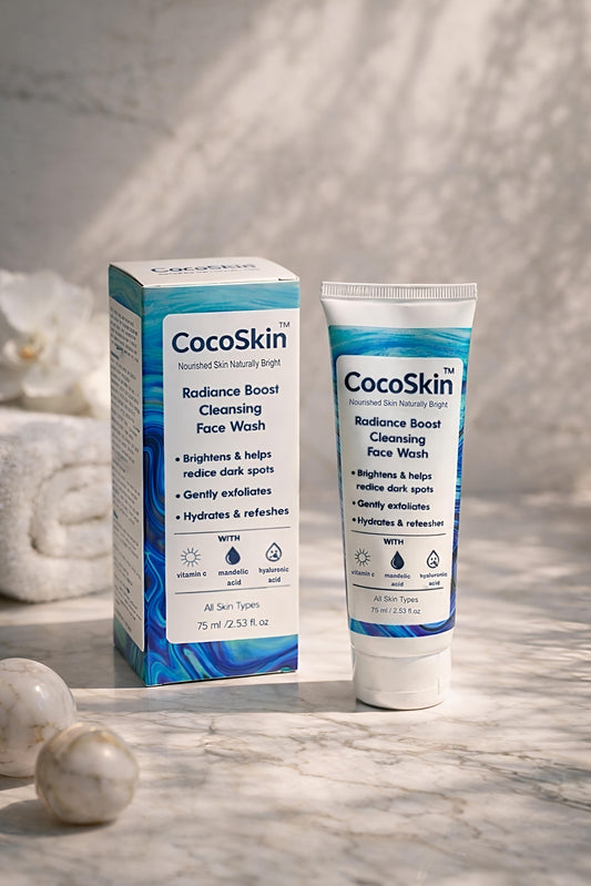 CocoSkin Radiance Boost Cleansing Face Wash with Vitamin C, Vitamin E, Mandelic Acid & Hyaluronic Acid - 75ml